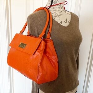 LIKE NEW Kate Spade Windsor Square Angeline Ostrich Embossed Leather Handbag